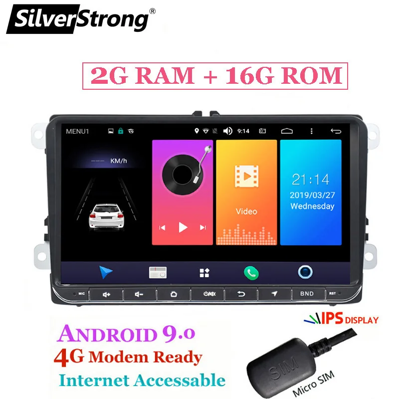 902BM3 2G16G SilverStrong Android9.0 ips 4G модем автомобильный 2Din радио gps для VolksWagen Tiguan Golf MK6 MK5 опционально DSP TPMS DVR - Цвет: 902BM3 2G16G