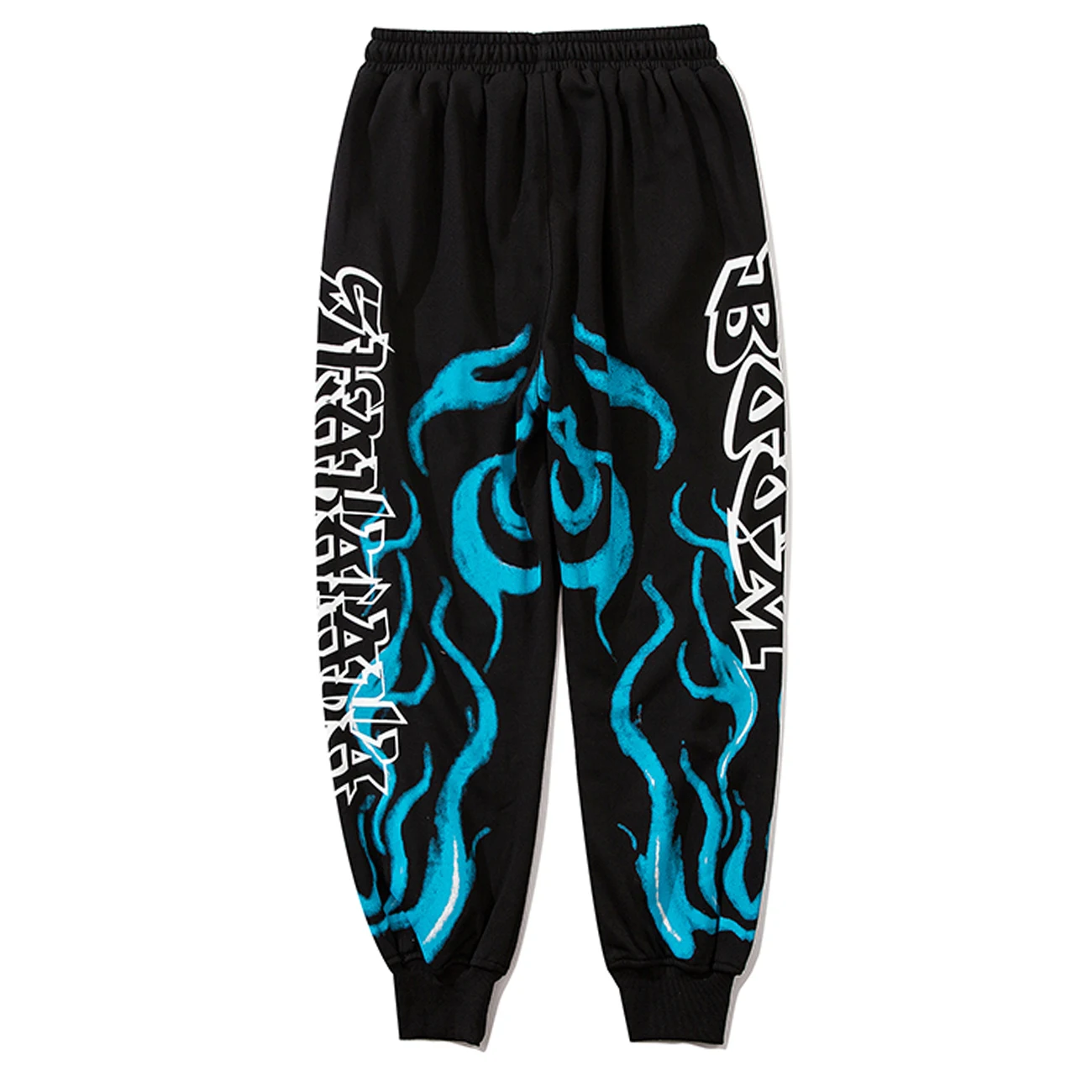 Брюки мужские хлопковые в стиле хип-хоп уличная одежда с граффити Синим огнем