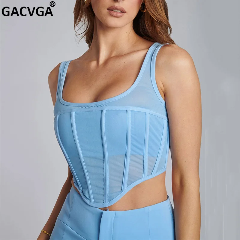 

Женский двухслойный корсет GACVGA Y2K, летний женский топ-майка, уличная одежда, жилет