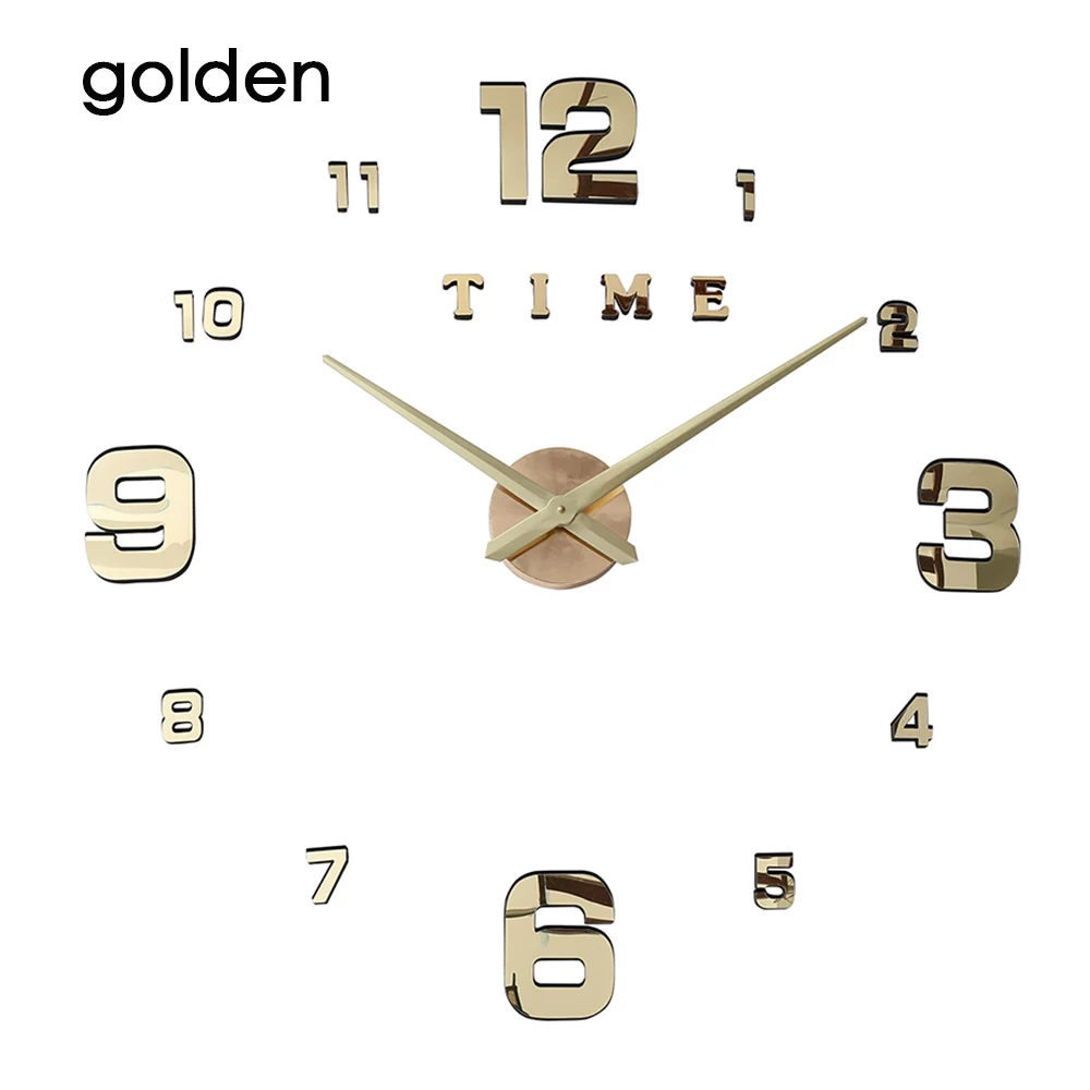 clock 4golden Настенные часы современный дизайн часы цифровые большие 3D DIY домашний декор светящиеся зеркальные наклейки Мода Новое поступление - Color: clock 4golden