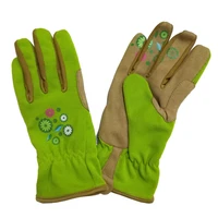 green flower print breathable polyester synthetic leather female gardening planting hand tool protect safety work garden gloves