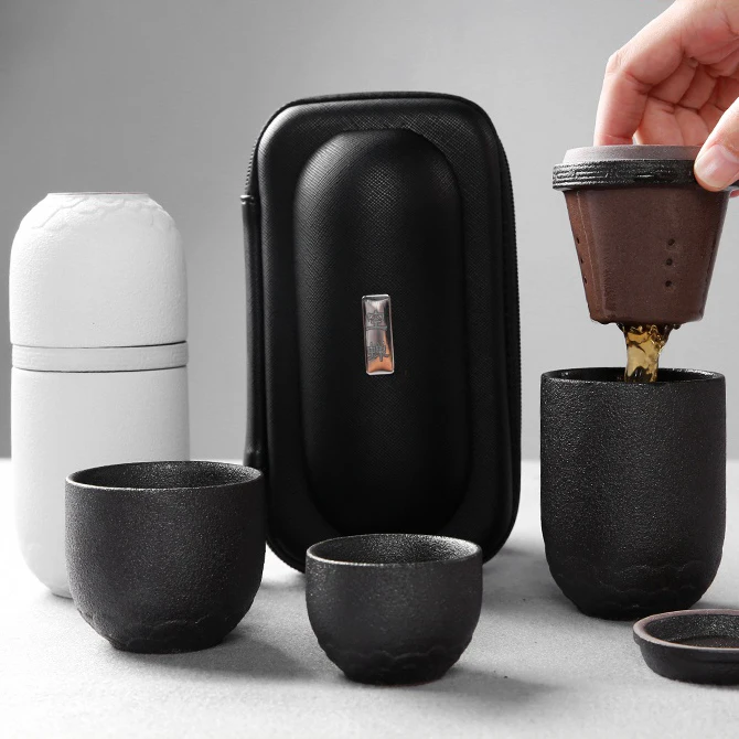

Керамические чайники LUWU с 2 чашками, чайные наборы, портативный дорожный чайный набор, посуда для напитков