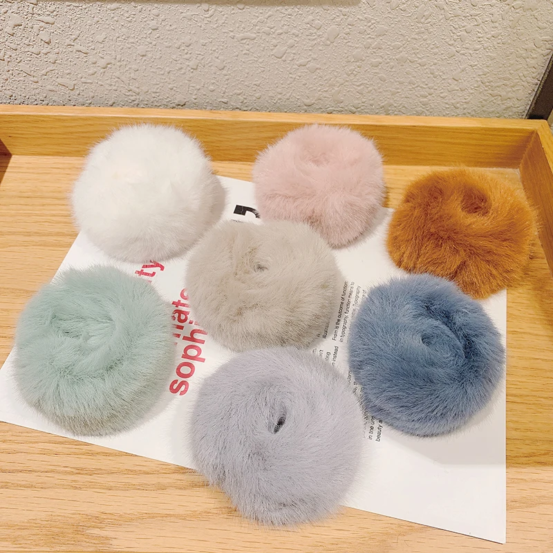 

Scrunchie Hair Women Girl Sweet Winter French Magic Bun Maker Faux Rabbit Fur Elastic Plush Ponytail Holder Hair Accessories
