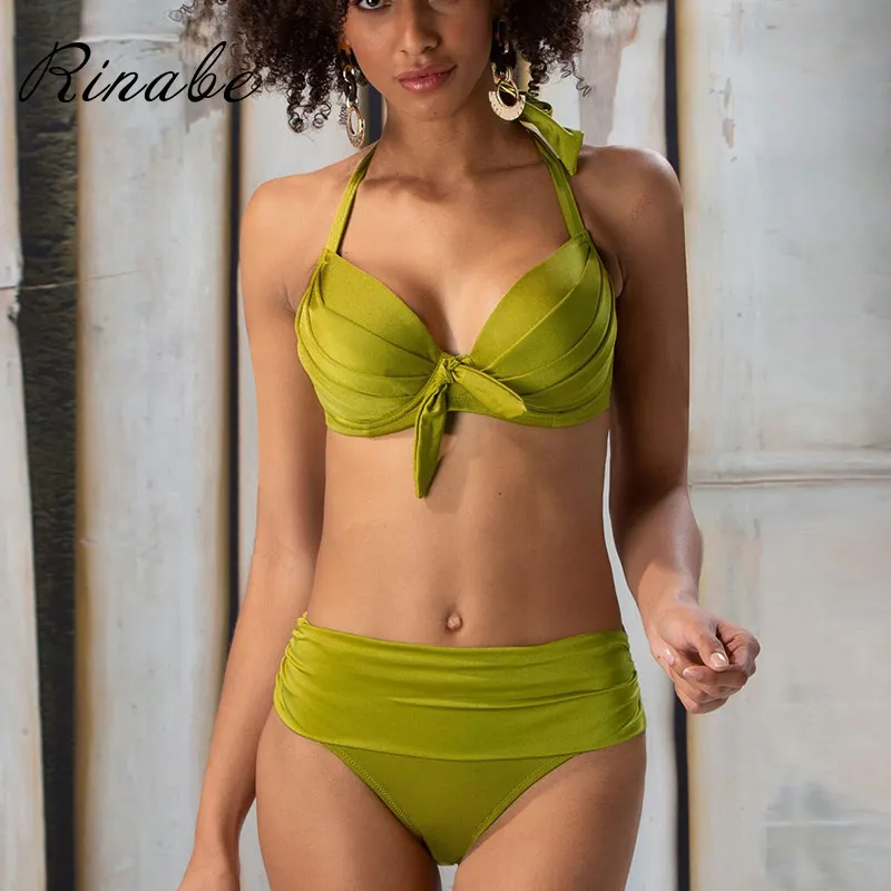 Rinabe пуш-ап бикини женский 2020 купальник для женщин высокий с поясом набор