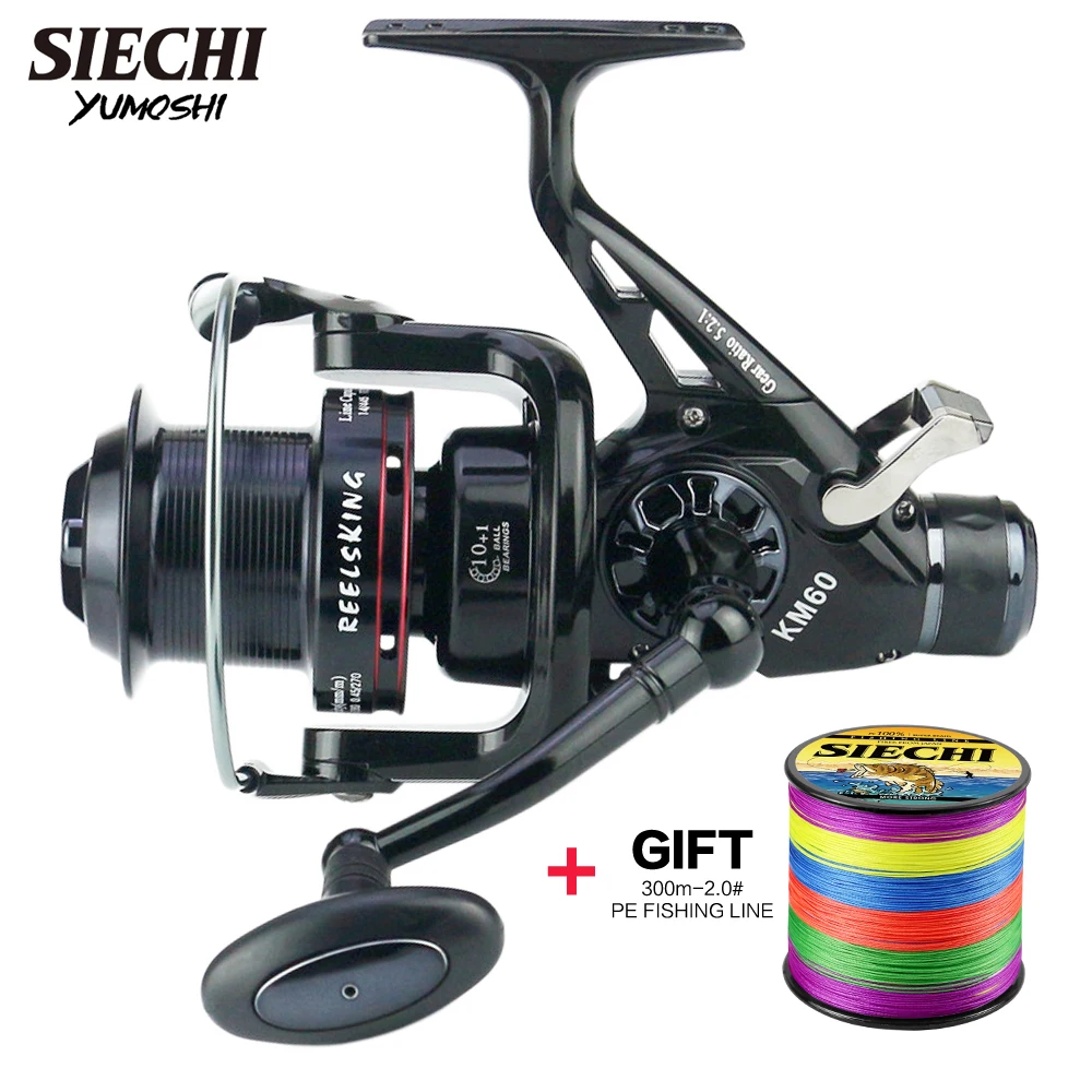 Double Drag Carp Fishing Spinning Reel 10+1BB 15KG Drag with Front and Rear Drag System Salt/Freshwater Spinning Reel Pesca