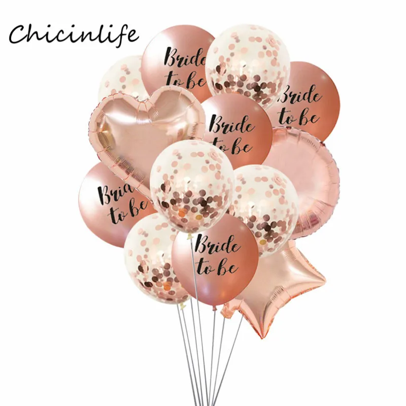 Bride to be C Chicinlife латексные воздушные шары для невесты из розового золота в форме сердца и звезды, девичник, украшение для свадебной вечеринки - Цвет: Bride to be C
