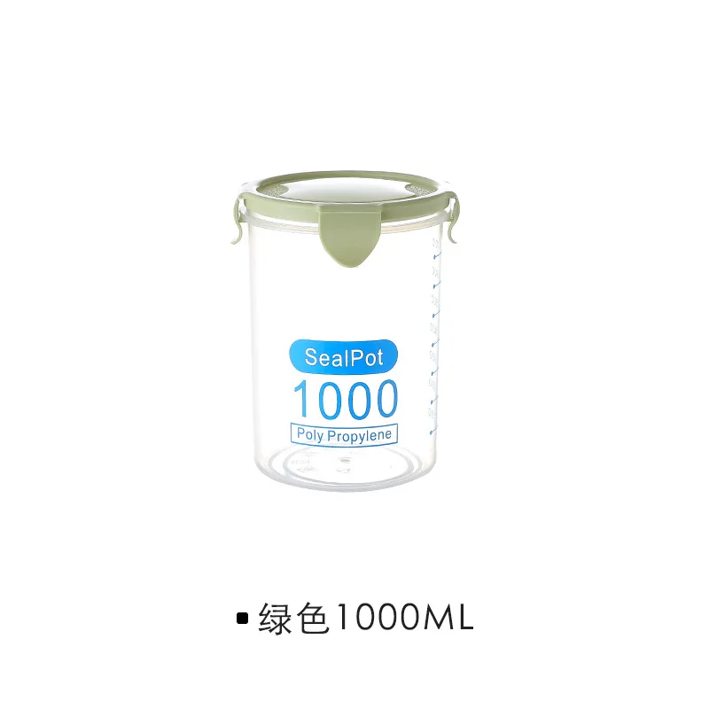 1000ml Green 600 мл/800 мл/1000 мл/1500 мл свежий горшок для хранения кухни пластиковая закрывающаяся коробка контейнер для сохранения пищи Твердые крупы банка для зерна - Цвет: 1000ml Green