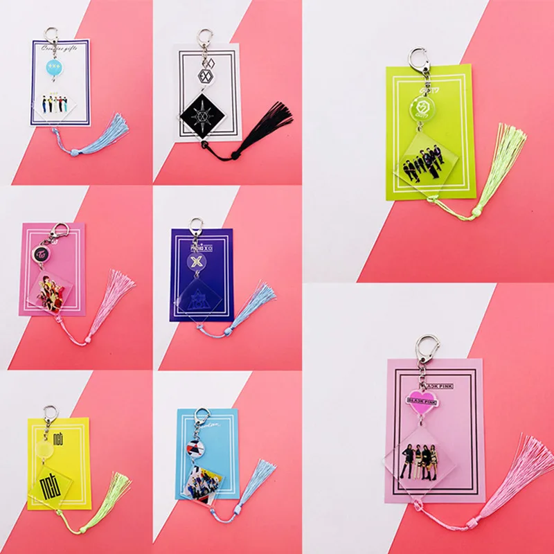 KPOP GOT7 TWICE SEVENTEEN X1 EXO BLACKPINK NCT TXT с бахромой ключ крепежный набор брелок Подвеска Брелок Новинка