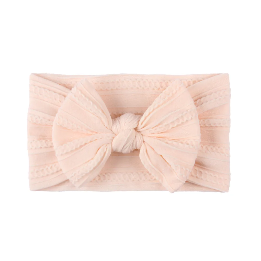 Повязка на голову для новорожденных девочек и мальчиков однотонная вязаная