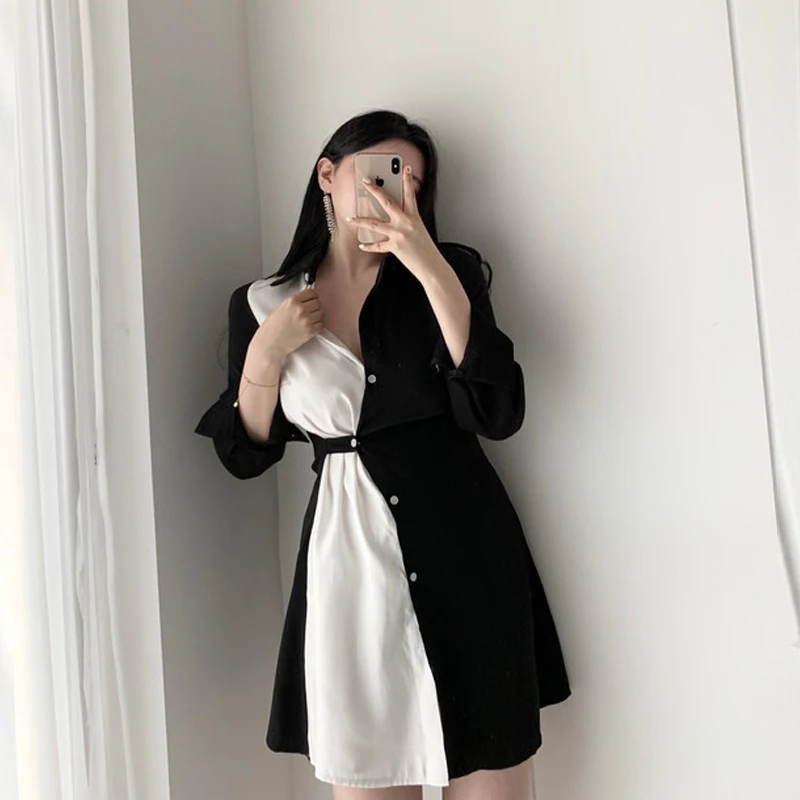 

Shirt Dress 2020 Women Autumn Dress Long Sleeve Casual t Shirt Dress Sexy Mini Office Dress
