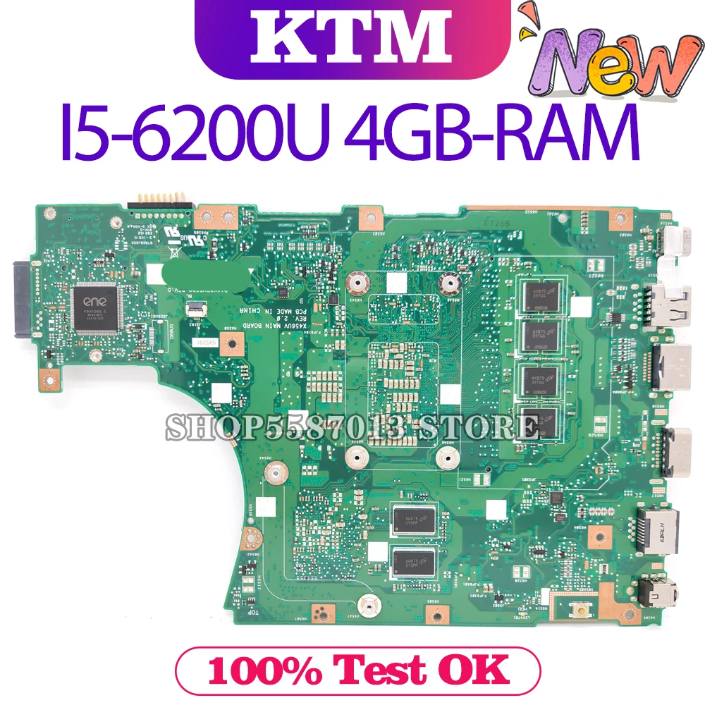 

A456U for ASUS X456UJ X456UVK X456UB F456U X456UV laptop motherboard X456UQK mainboard test OK i5-6200U cpu DDR4-4GB-RAM