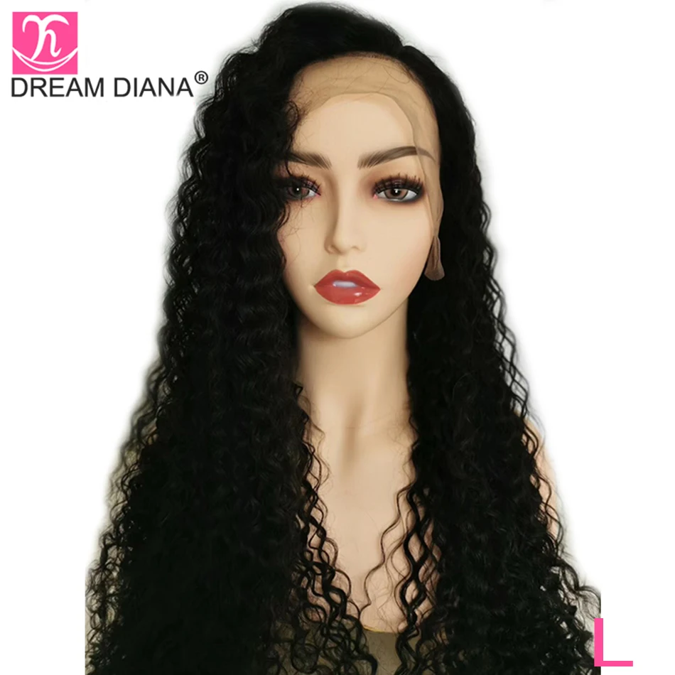 DreamDiana бразильский кудрявый полный парик шнурка "-28" Швейцарский шнурок натуральный ручная вязка L Соотношение Remy полный парик шнурка человеческие волосы парики