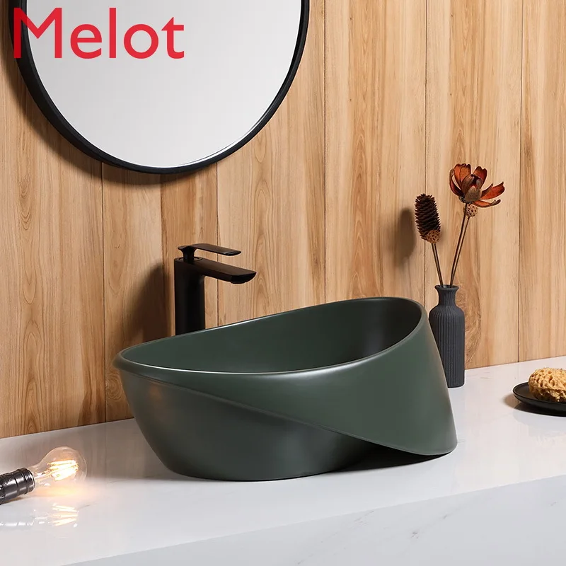 

Green wash basin Nordic wash basin toilet creative art basin household washbasin household ceramic