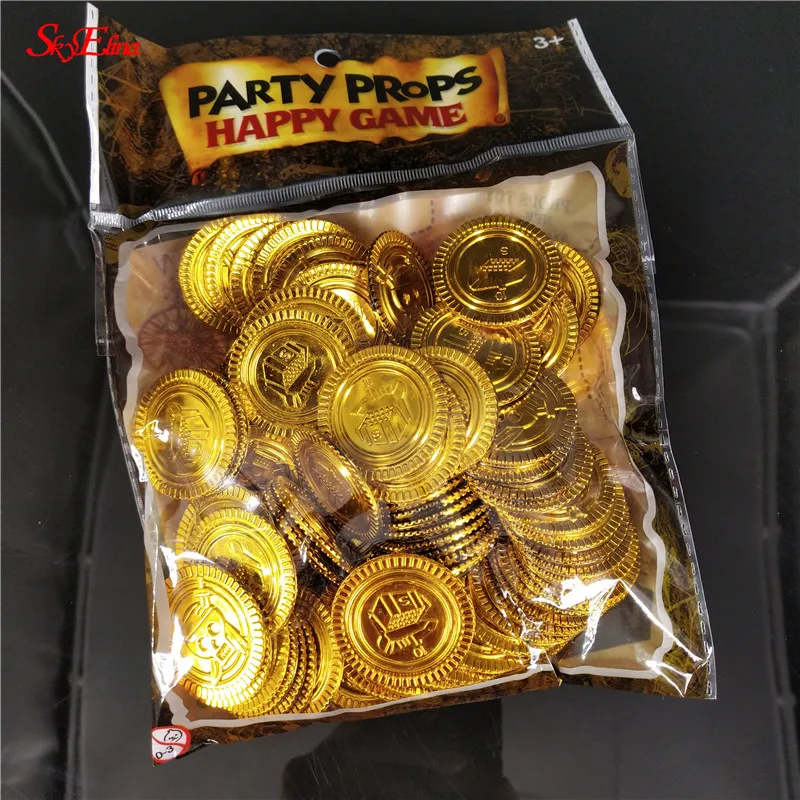 100 шт Череп пират золотые монеты игра монета реквизит Счастливый Хэллоуин