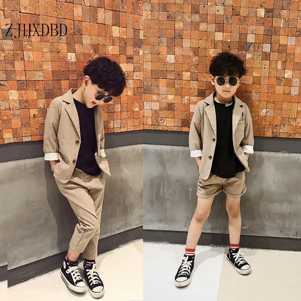 

Пиджак и штаны, в клетку, цвета хаки, Повседневный, для детей, весна 2020