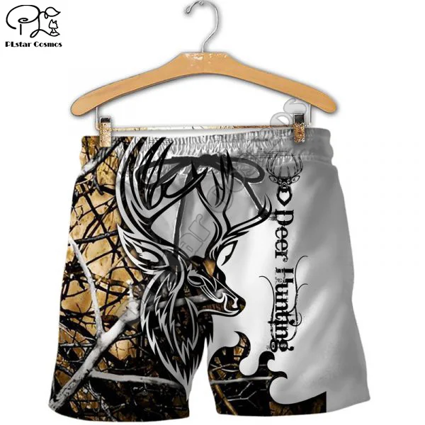 

PLstar Cosmos Deer Hunting Animal Hunter Tattoo Camo 3DPrint Unisex Men/Women Summer Casual Shorts Beach Trousers Short pants B3