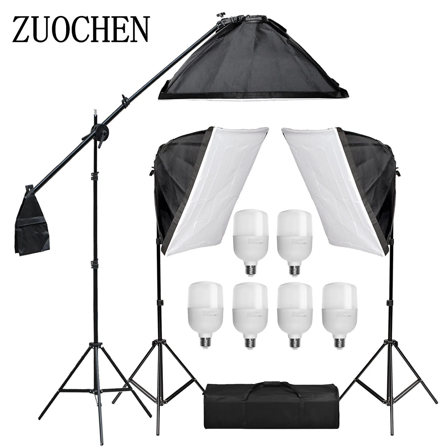 ZUOCHEN 6x25 Вт Светодиодный светильник для фотостудии комплект 50x70 см софтбокс светильник ing набор софтбоксов стрелы кронштейн светильник для Facebook Live