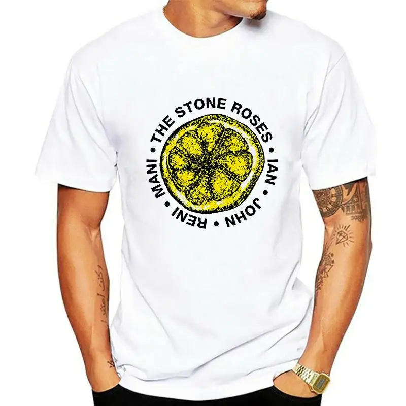 

The Stone Roses Lemon Names Official Men's White T-Shirt Oversized Tops TEE Shirt