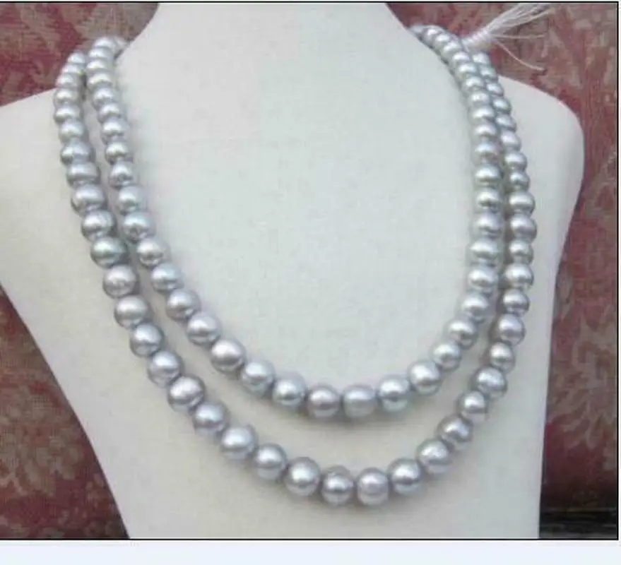 

35'' 9-10MM SOUTH SEA GRAY PEARL NECKLACE 14k GOLD CLASP