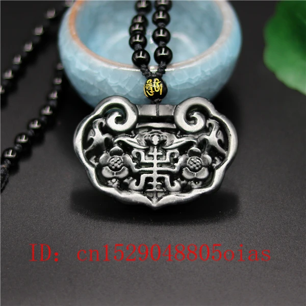 Натуральный черный зеленый китайский нефритовый летучая мышь ожерелье из бисера