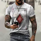 Забавная Мужская футболка с 3D принтом покера, модная повседневная Уличная одежда, спортивная дышащая быстросохнущая футболка, новинка 2021