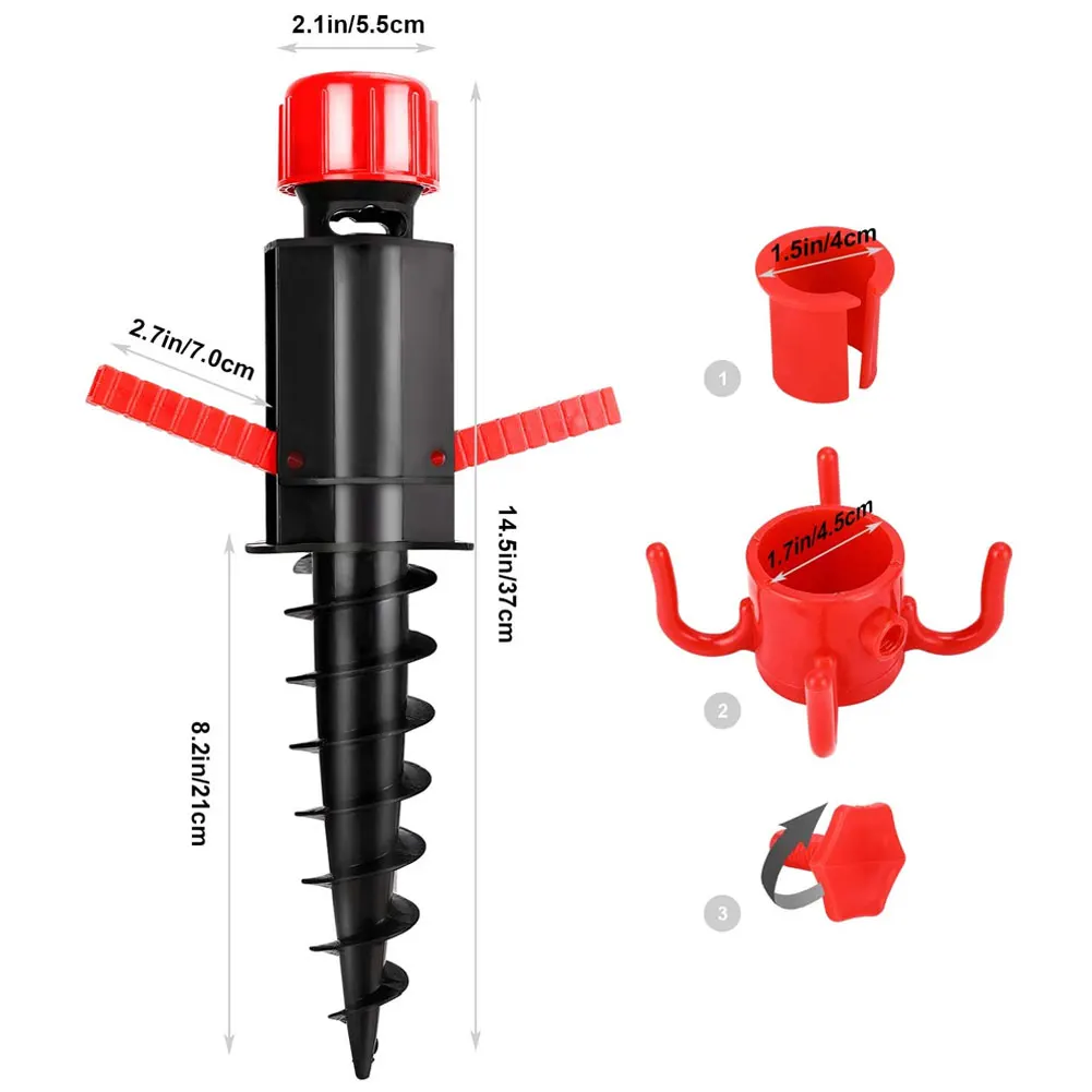 

Outdoor Umbrella Base Adjustable Sun Beach Patio Umbrella Sand Ground Fixing Tools Anchor Stand Spike Auger With Hanging Hook