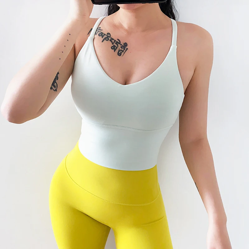 

Жилет для йоги с бретельками через плечо, Противоударный Спортивный бюстгальтер, сексуальный открытый жилет для бега, йоги, фитнеса, танцев,...