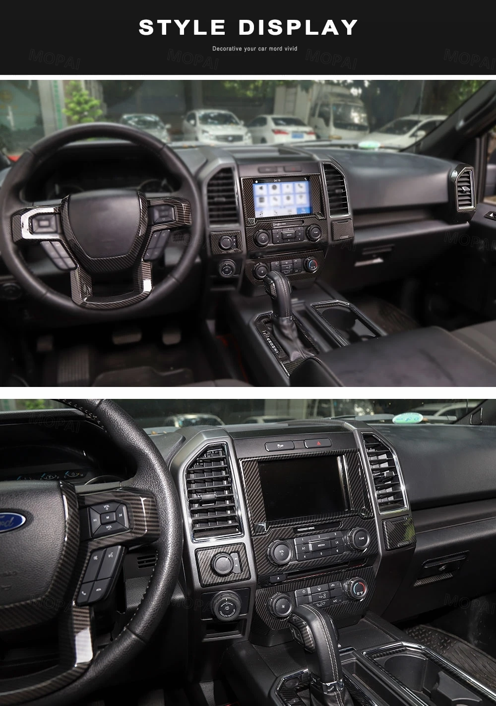 MOPAI Автомобильная наклейка для внутреннего интерьера для Ford F150 XLT вверх консоль приборной панели декоративная крышка для Ford F150 автомобильные аксессуары
