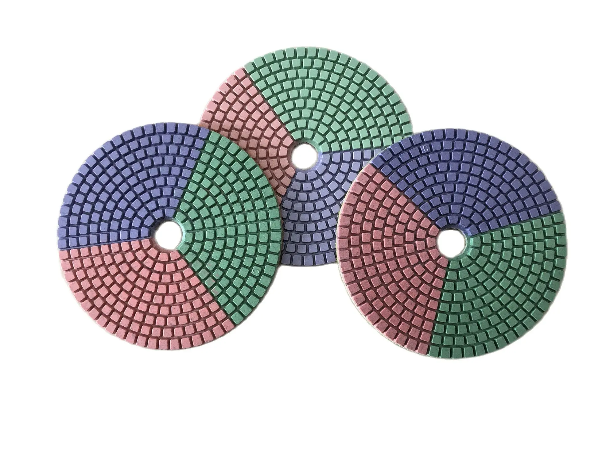 3PCS/Set 4 Inch 100mm 3 Colors Diamond Wet Polishing Pads For Stone Marble Granite Quartz Grinding