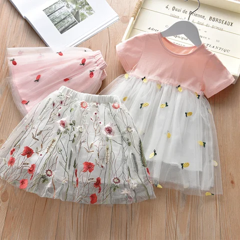 

girl tutu Embroidered Skirt 2020 New summer new baby children kids casual Dance mesh skirt
