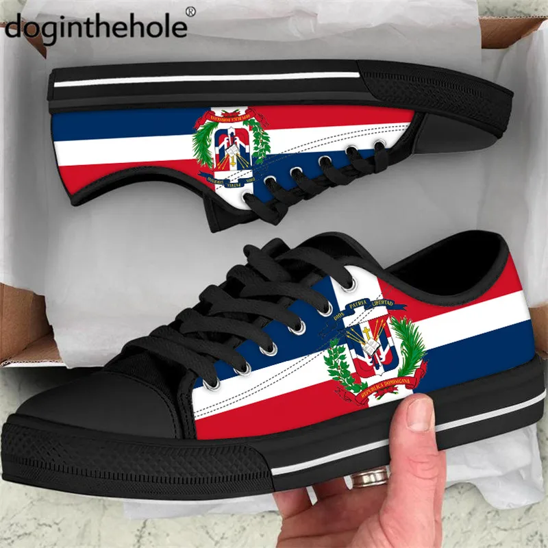 Doginthehole جمهورية الدومينيك العلم طباعة حذاء قماش للنساء خفيفة الوزن الشقق بلوزات منخفضة أحذية رياضية في الهواء الطلق Chaussure فام