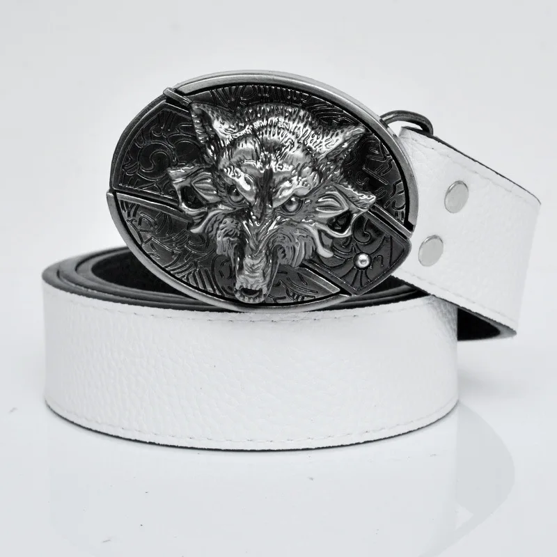 Мужской черный и белый универсальный ремень с обеих сторон тигр дракон волк паук
