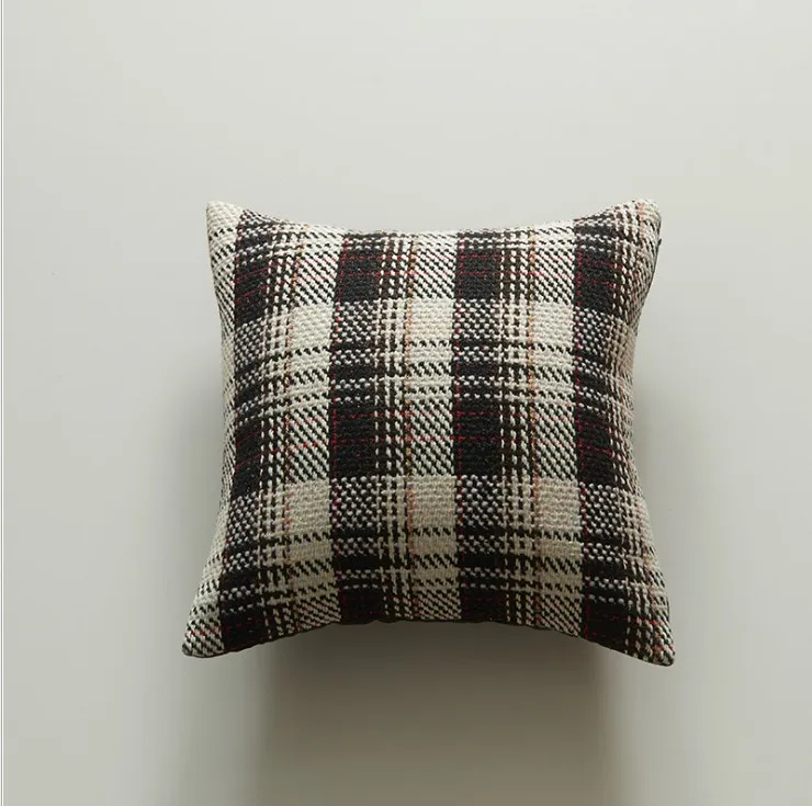 Красный черный зеленый шерстяная клетчатая наволочка для подушки