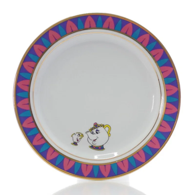 

Beauty and The Beast Plate Tea Set Ceramic Plates Saucer Dishes Mrs Potts Chip Teapot Cup Lovely Porcelain Creative Xmas Gift