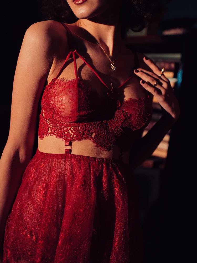 Женская ночная рубашка на День святого Валентина с цветочными ресницами и