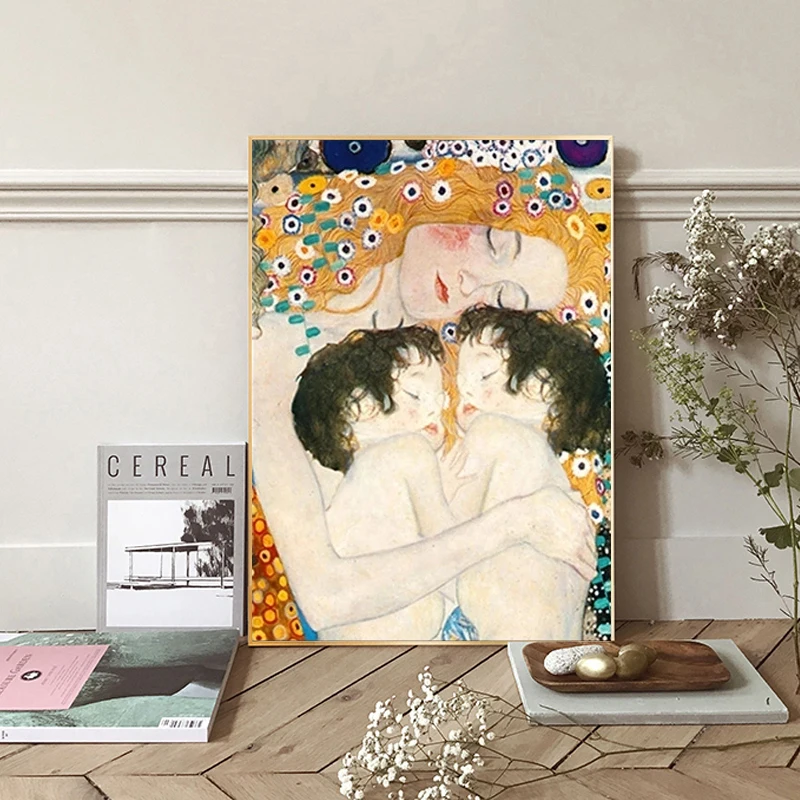 

Klimt Abstract Figure Oil Painting Mother and Child Canvas Painting Modern Living Room Home Decoration Mural (No Frame)