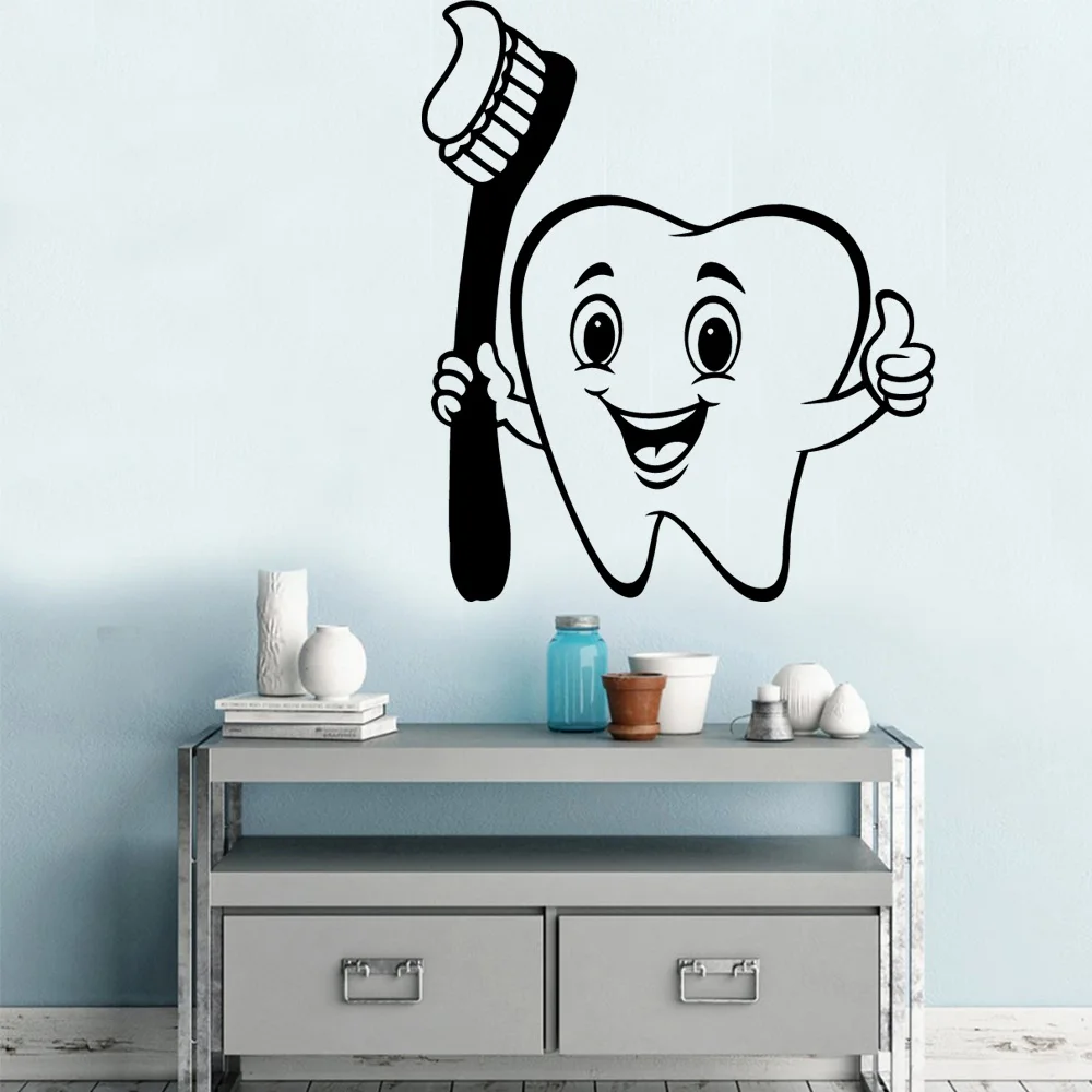 

Fashionable Teeth Wall Sticker vinyl Stickers Art Wall Paper For Kids Rooms Home Decor Waterproof Art Decal dental hospital