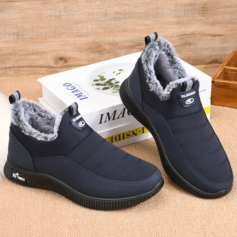 

2022 Men Autumn Winter Boots Plus Velvet Thick Warm Cotton Shoes Lightweight Soft Comfortable Flat Shoes Botas Hombre Botines