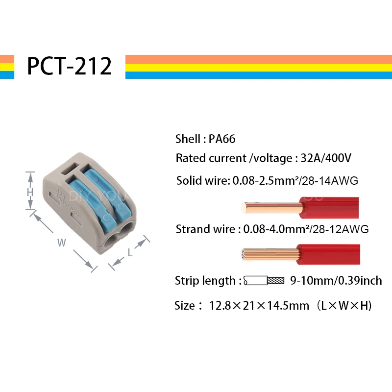 30/50/100 шт. коннектор для проводов компактный проводки 212/3/4/5/8 Клеммная колодка