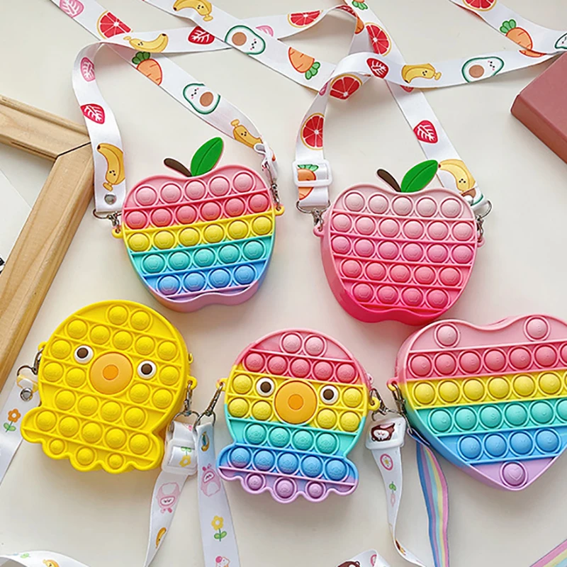 

Модная сумка с пузырьками, кошелек для монет Apple, кошелек, сумки на молнии, кварцевые сумки через плечо с простым затемнением для девочек