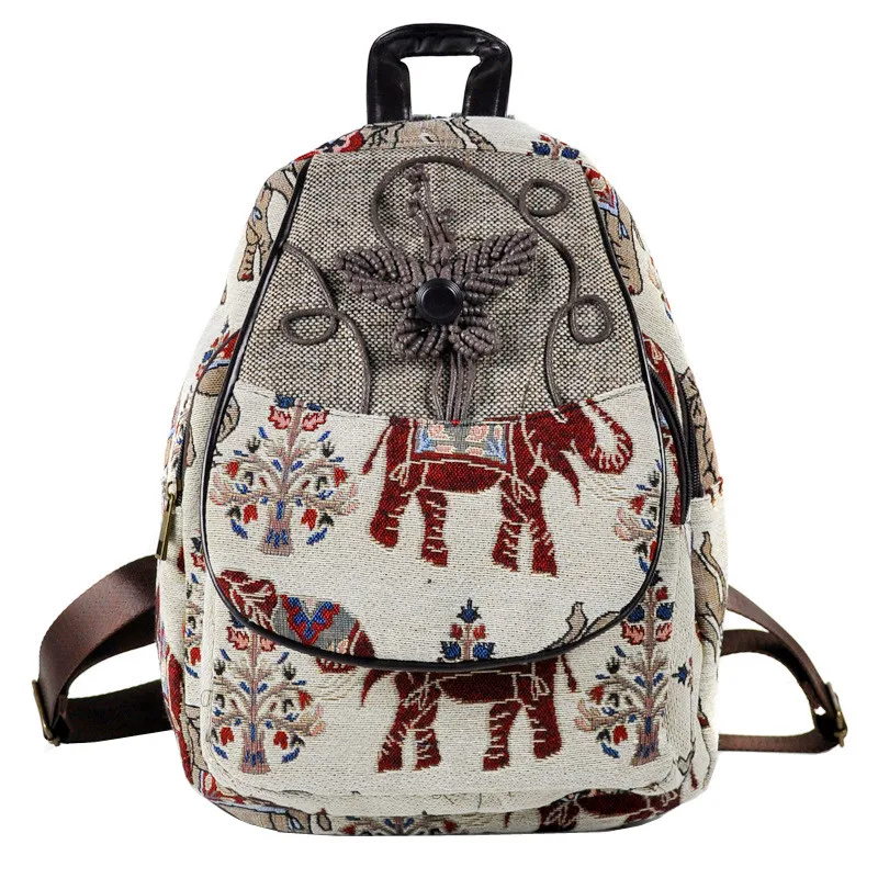 Женский винтажный льняной рюкзак ручной работы в национальном стиле дорожный