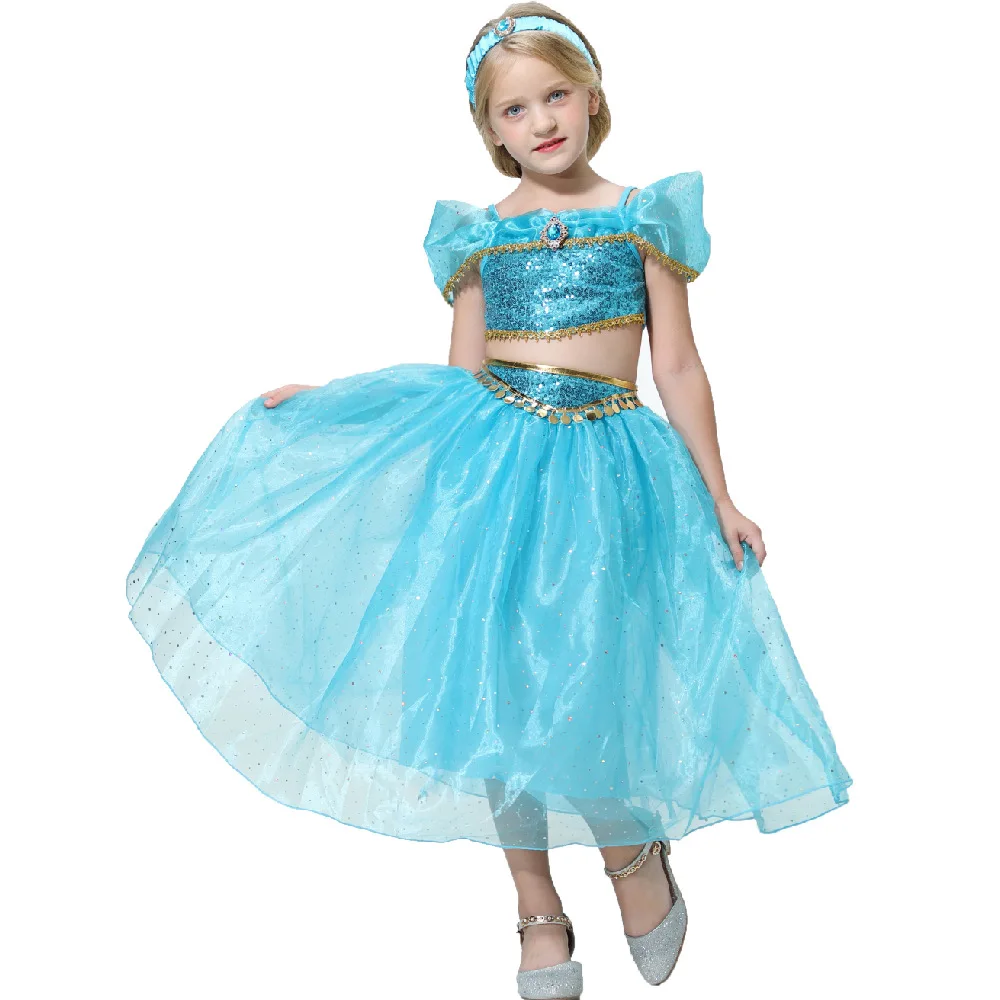 Jasmine Princess Dress for Teens Girls Aladdin Christmas Kids Rose Dresses Coronation Party Costume Child Cosplay Clothes | Детская