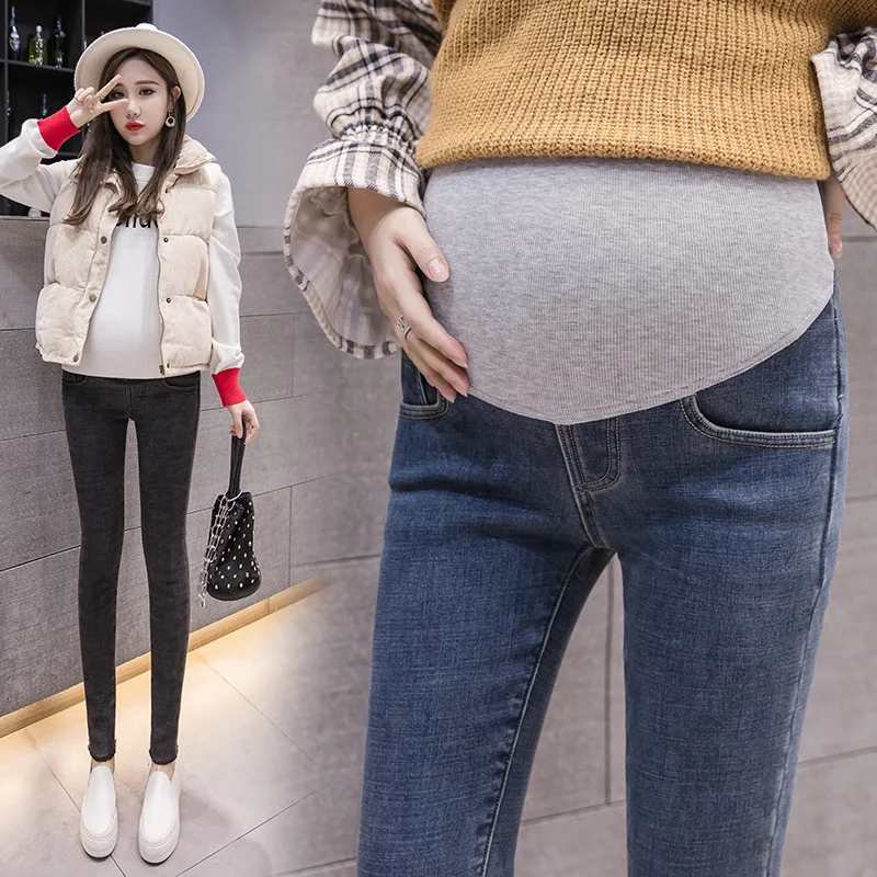 Plus Velvet Skinny Jeans Maternity Pants For Pregnant Women Winter Warm Clothes Stretch Trousers Pregnancy |