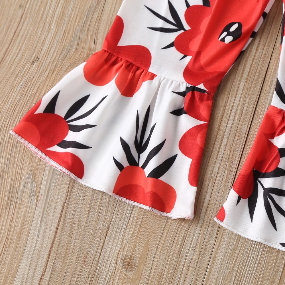 

New Newborn 2 PCS Fashion Infant Baby Girl Clothing Sets Long Sleeve Romper Solid Lace Tops+Printed Floral Pants Outfit Clothes