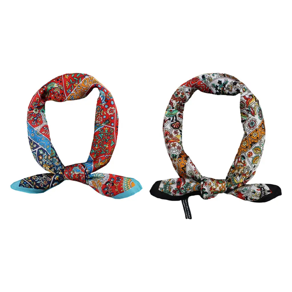 

Квадратные шарфы 21,7x21,7 дюймов, шелковый шарф с птичьим королевским ощущением, комплект для волос, головной убор, шея для женщин