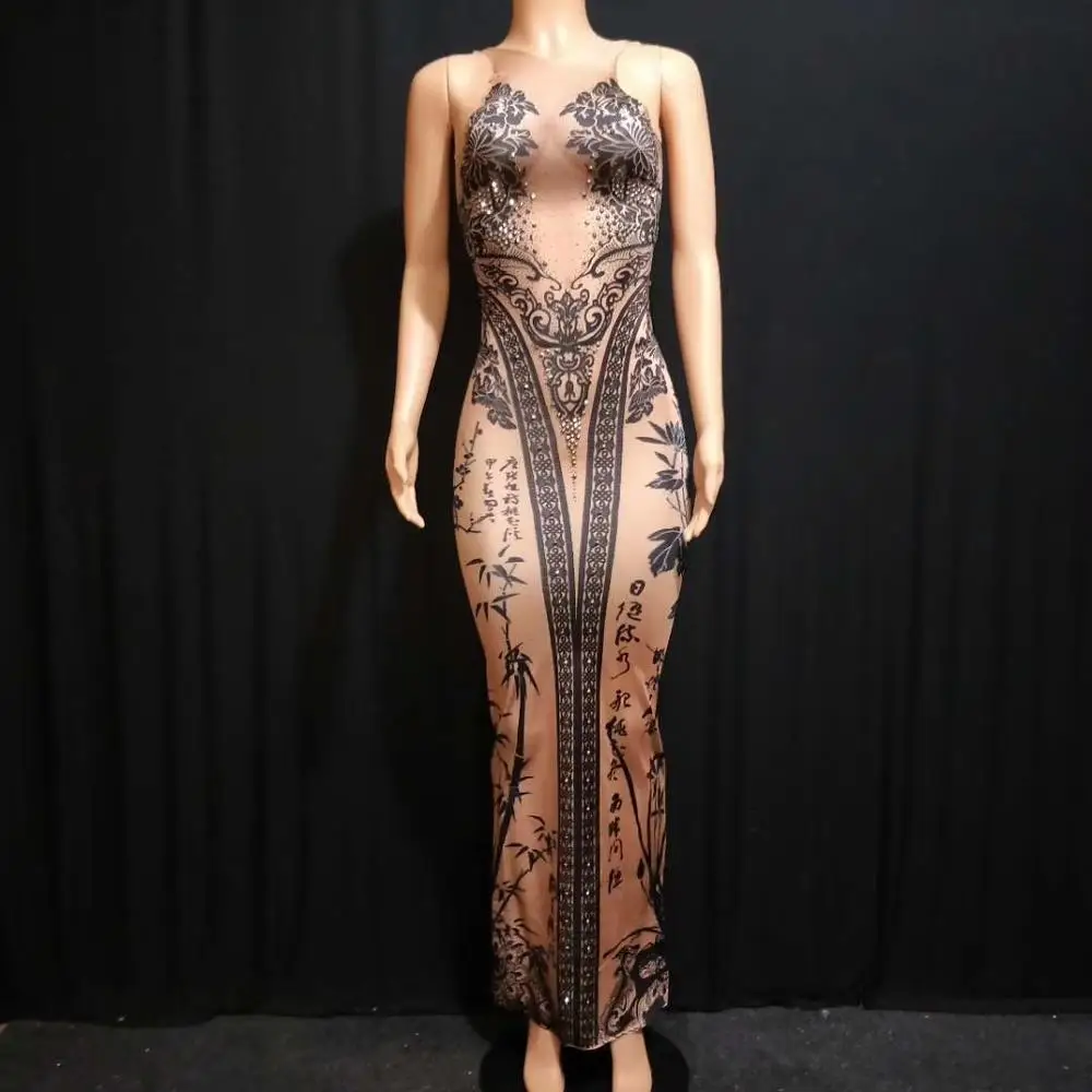 Женское облегающее платье без рукавов в китайском стиле стразы женские модные