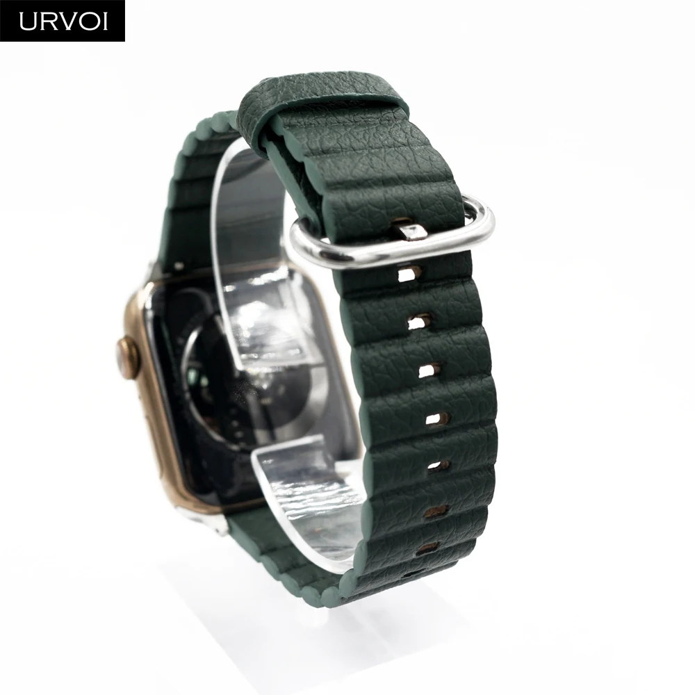 Ремешок URVOI из ПУ кожи для Apple Watch 6 SE 5 4 3 2 1 удобный браслет с классической пряжкой