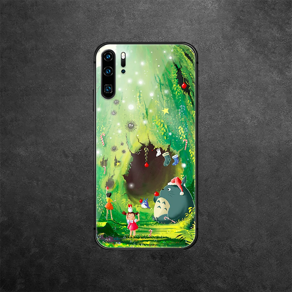 

Totoro Anime Tempered Glass Phone Case Cover For Huawei Honor Mate P 7 8 9 10 20 30 40 A X I Pro Lite Smart 2019 Prime Silicone