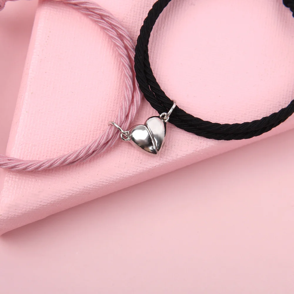 

Magnetic Bracelet Stainless Steel Heart Pendant Charm Couple Bracelets for Lover Friend Men Women Braid Rope Bracelets
