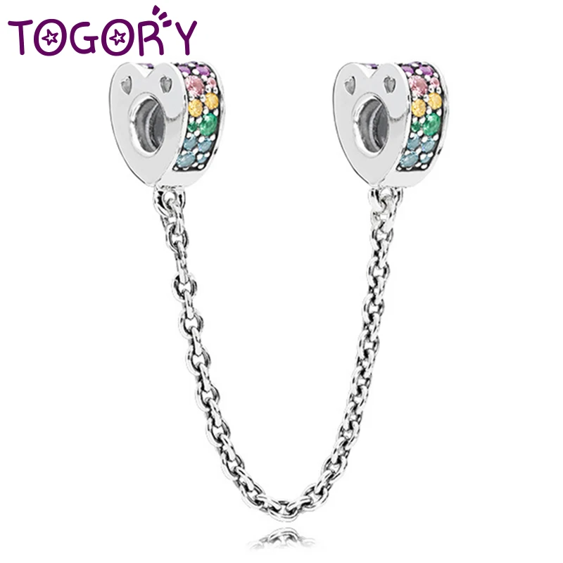 Радуга любви дизайн безопасности цепь Шарм Бусины Подходят для оригинальной 3 мм